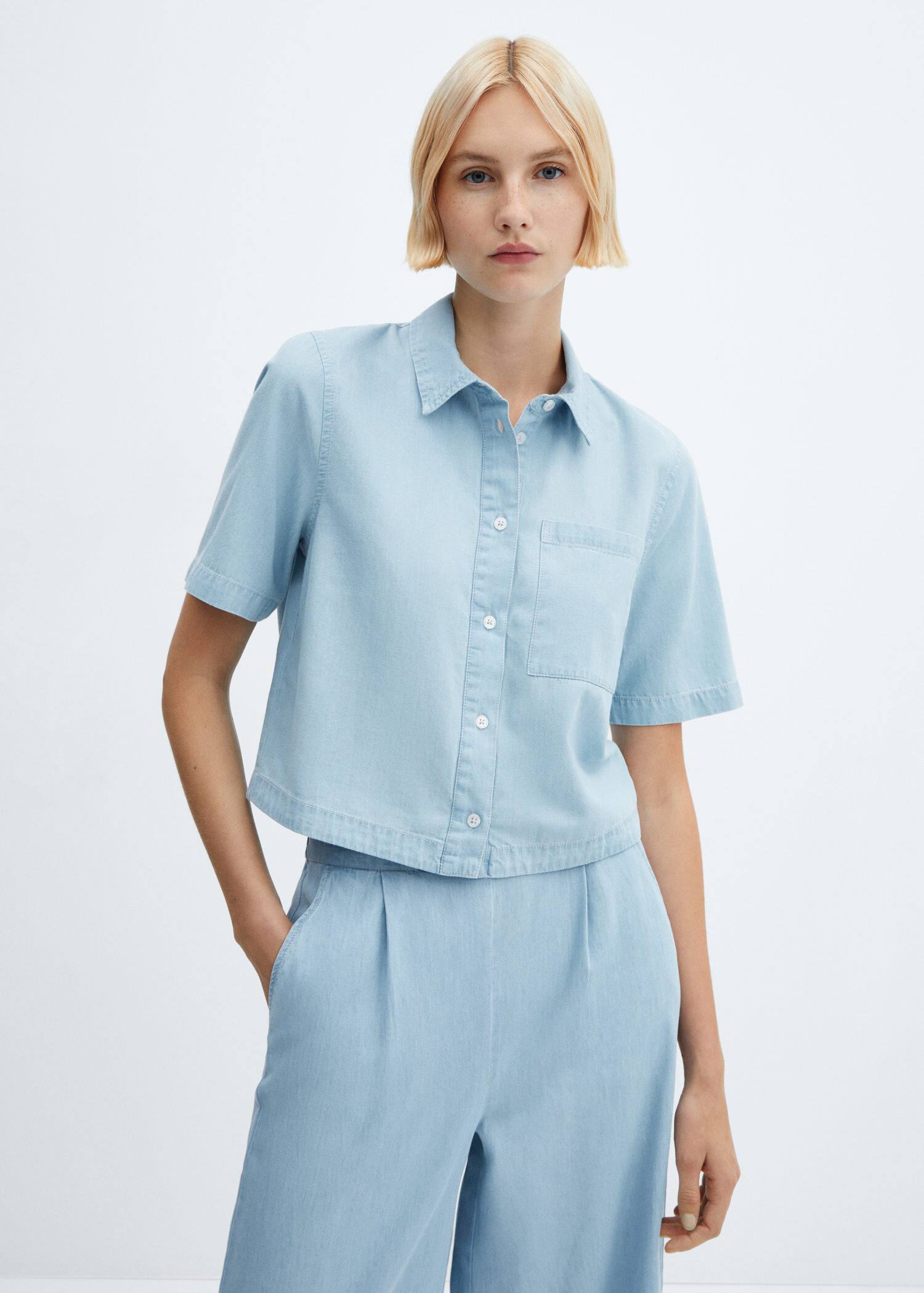 Women's Solid Color Simple Slim Denim Shirt Casual Long Sleeve Shirt Jacket  | eBay